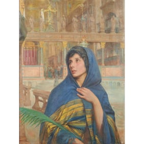 Otto Wolff, Portrait of a Girl in Head Scarf, Oil on Canvas