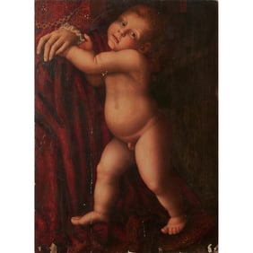 European School, Child, oil on plaster on wood board