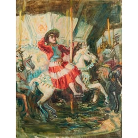 Paul Clemens, Girl on a Carousel, Oil on Canvas