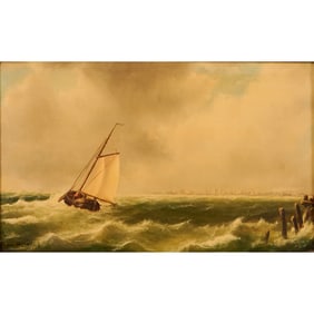 Herman van der Windt, Sailboat on the Water, Oil on Board