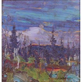 Attri. to John Wm. Beatty, Landscape, oil on board