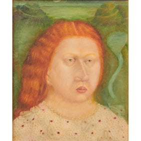 Helen Flockhart, Portrait with Moths, Oil on Canvas