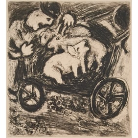 Marc Chagall, Le Berger et son Troupeau, etching