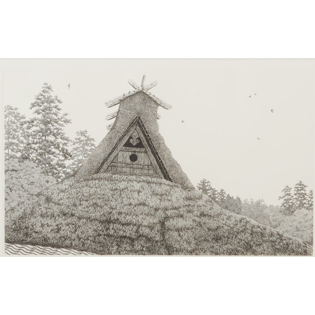 Tanaka Ryohei, Thatched House, Etching (1 of 5)