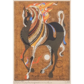 Tadashi Nakayama, Blazing Mane, Woodblock