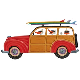 Ron Anderson, Ducks In Station Wagon, mixed media