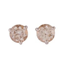 Pair of Diamond, 14k White Gold Stud Earrings