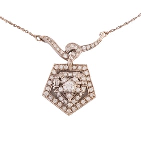 Lindeburg Diamond, 14k White Gold Masonic Necklace