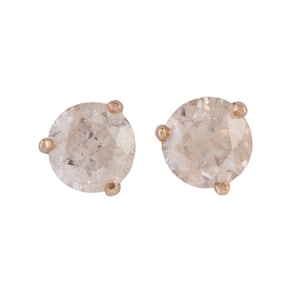 Pair of Diamond, 14k White Gold Stud Earrings