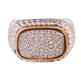 Diamond, 14k Yellow Gold, Silver Ring