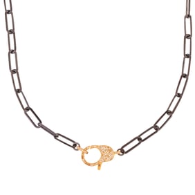 Diamond, Vermeil, Oxidized Silver Necklace