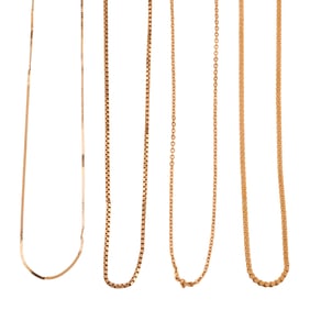 Collection of Four 14k Yellow Gold Chains