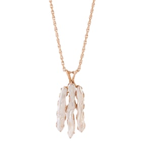 Biwa Cultured Pearl, 14k Yellow Gold Pendant Necklace
