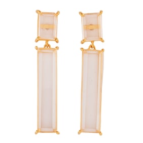 Pair of Rose Quartz, Vermeil Earrings