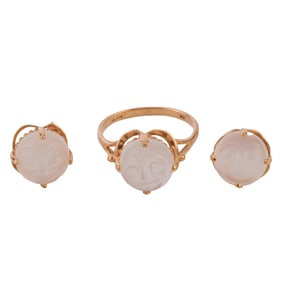 Moonstone, 10k Yellow Gold Jewelry Suite
