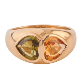 Peridot, Citrine, 14k Yellow Gold Ring
