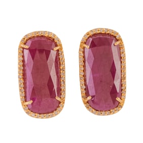 Pair of Ruby, Diamond, Vermeil Earrings