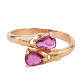 Ruby, 14k Yellow Gold Bypass Ring