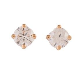Pair of Diamond, 14k Yellow Gold Stud Earrings