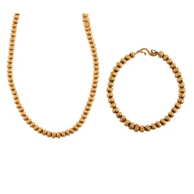 20k Yellow Gold Bead Jewelry Suite