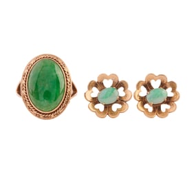 Jade, Yellow Gold Jewelry Suite