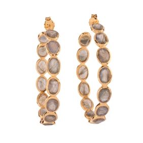 Pair of Labradorite, Vermeil Hoop Earrings