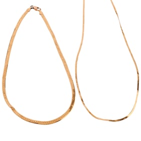 Two 14k Yellow Gold Neck Chains