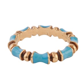 Light Blue Enamel, 14k Yellow Gold Ring