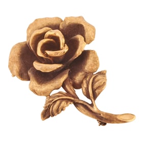 14k Yellow Gold Rose Brooch