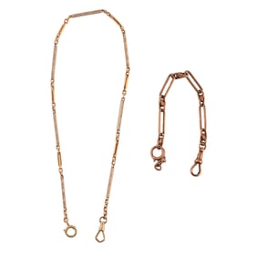 Two Yellow and Rose Gold Watch Chains