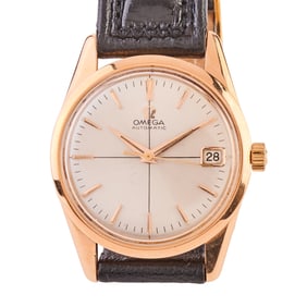 Omega Automatic Seamaster 18k Pink Gold, Leather Wristwatch