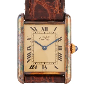 Must De Cartier Tank Vermeil, Leather Wristwatch