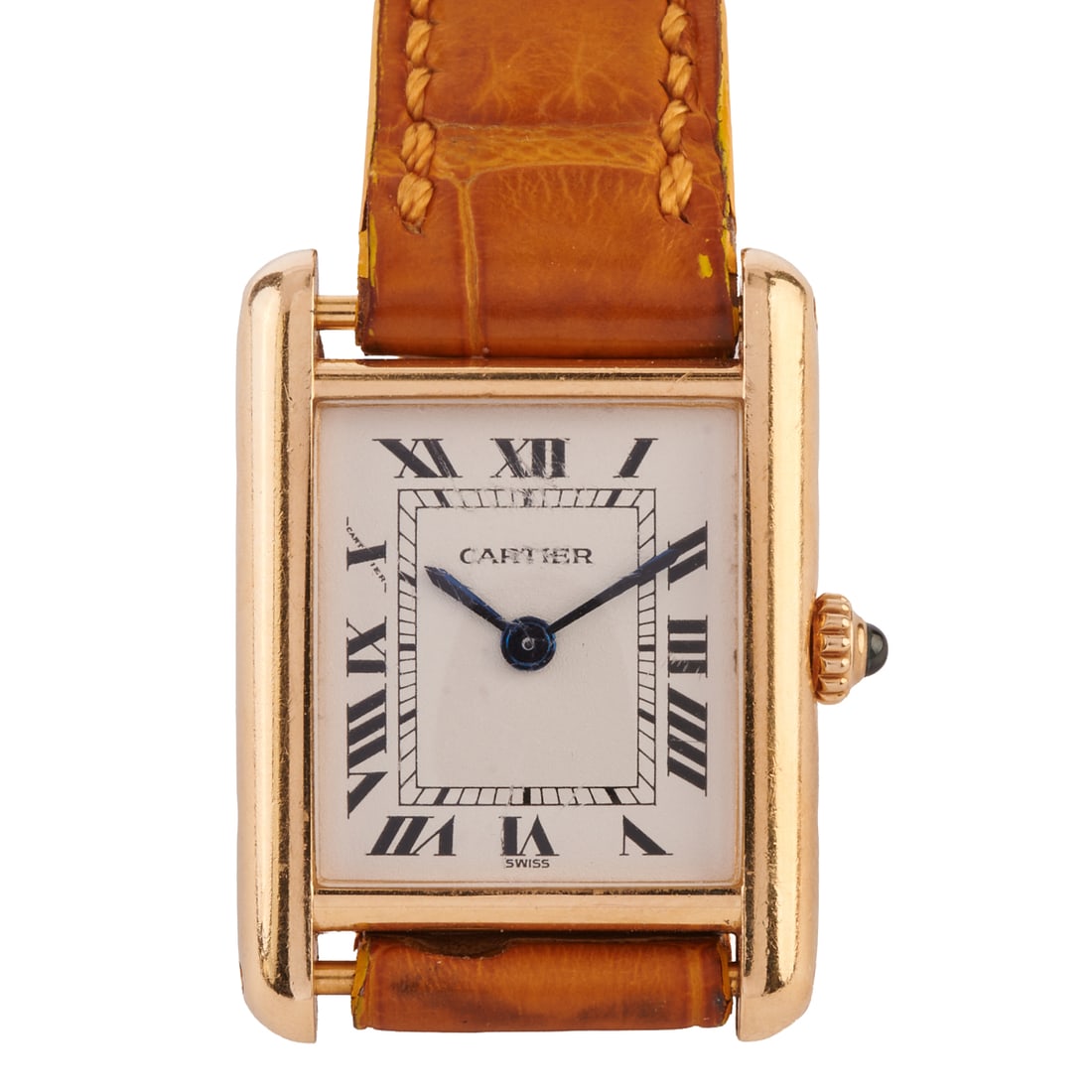 Cartier Tank 18k Yellow Gold, Leather Wristwatch (1 of 5)
