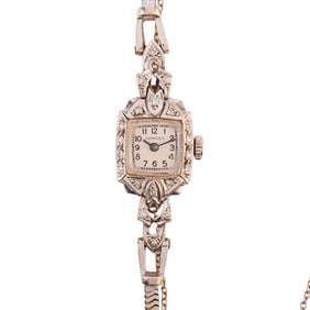 Ladies Hampden Diamond, 14k White Gold Wristwatch