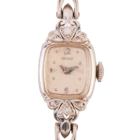 Ladies Granat Diamond, Platinum, 14k White Gold Wristwatch