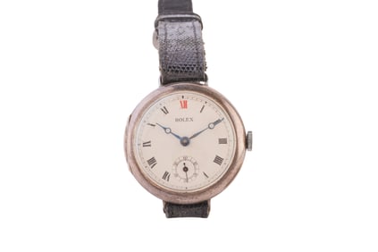 Rolex Sterling Silver, Leather Trench Wristwatch