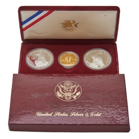 US 1984 Los Angeles Olympic Three Coin Set in Original Package