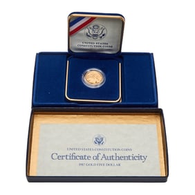 US 1987 $5.00 Constitution Gold Coin