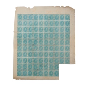 Confederate States of America Scott #6, A4 - Partial Sheet