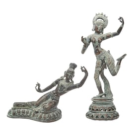 Two Indian Bronze Dancers