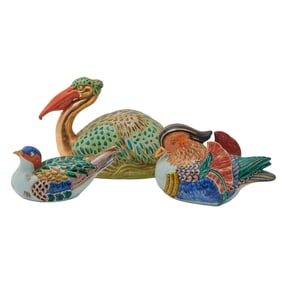 Three Japanese Porcelain Bird Figures