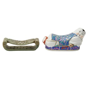 Chinese Ceramic  Pillow and Stone Pillow