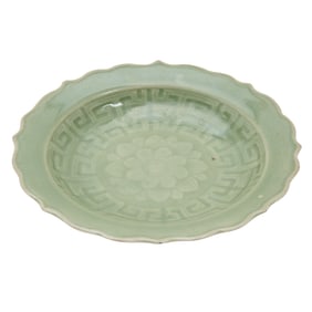 Chinese Celadon Porcelain Foliated Bowl