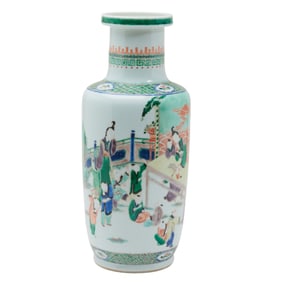 Chinese Wucai Porcelain Rouleau Vase
