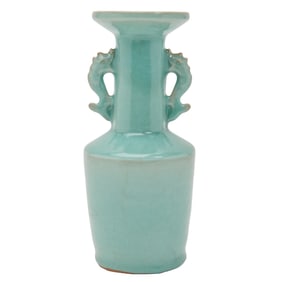 Chinese Longquan Glazed Dragon Handle Vase