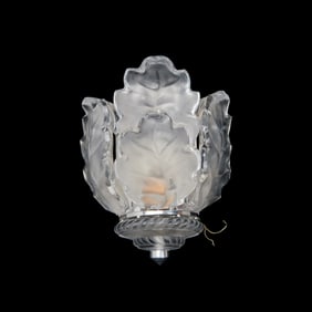 Lalique Frosted Crystal Chene Sconce