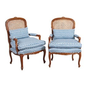 Pair of Louis XV Style Cane Back Fauteuils
