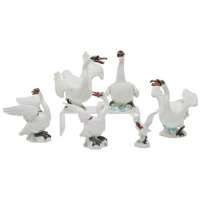 Six Meissen Porcelain Swan Figures