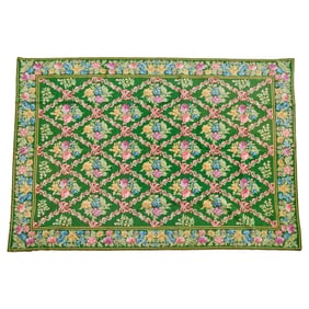 Victorian Style Green Needlepoint Carpet