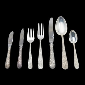 S. Kirk Sterling Silver Flatware Partial Service in Chrysanthemum Pattern